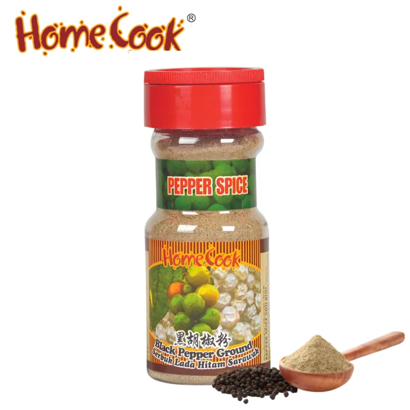 Top Quality Selling Price Fresh Pure Black Pepper FIne Ground 70g Halal Certified Malaysia Bulk Black Pepper Powder For Pasta