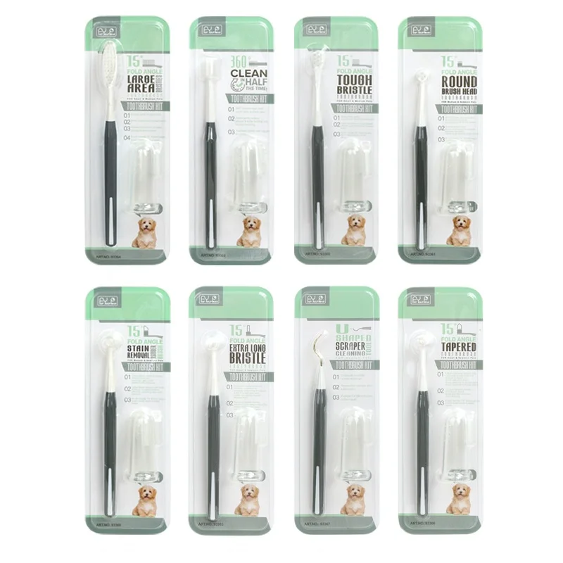 MMG 2 In 1 360 Degrees Soft Bristle Pet Toothbrush for Dogs Portable Fresh Breath Pet Finger Teeth Cleaning Brush
