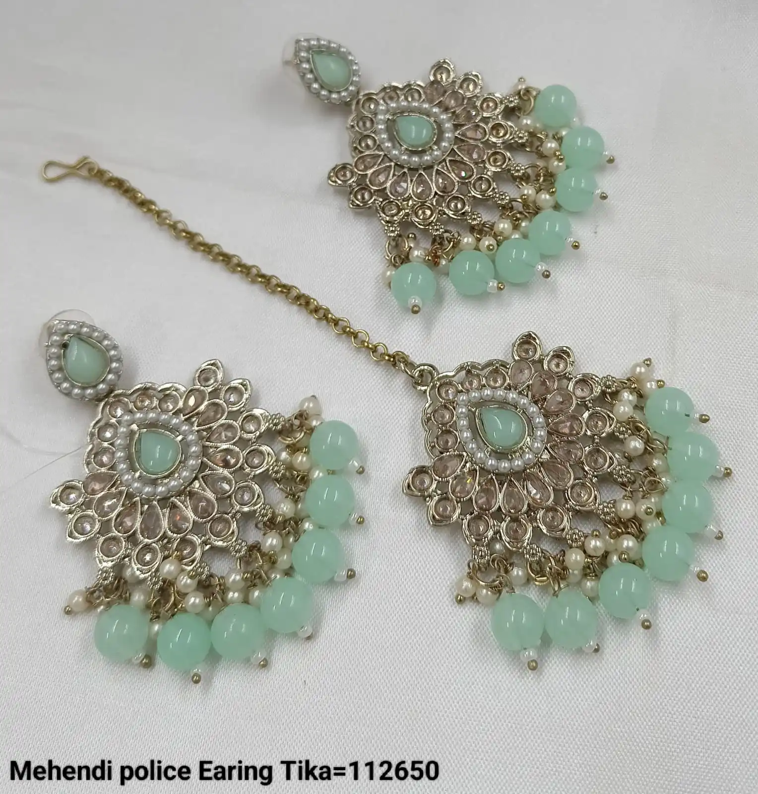 INDIAN WHOLESALE LATEST DESIGN  CHANDELIER AND ARTIFICAL EARRINGS WITH PEARL AND MANGTIKKA SET FOR WOMEN AND GIRLS