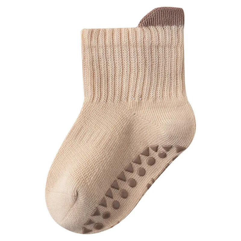 Wholesale autumn winter combed cotton baby mid-calf socks solid color baby children non-slip bottom floor new born socks