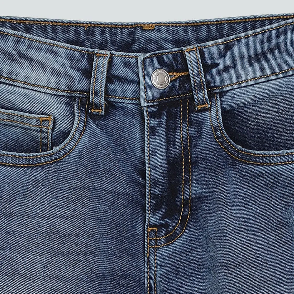 Custom Logo Shorts For Boys And Girls Kids Printed Ice Blue Denim Shorts Wholesale Baby Boys Denim Shorts Soft Solid Fabric