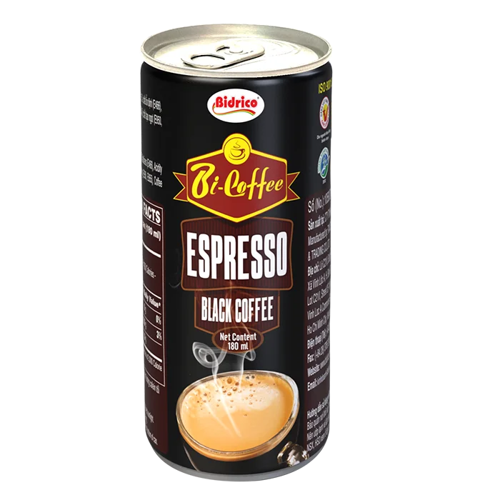 Espresso Black Coffee Drink Iso Halal Haccp Neutral Natural Aribica Coffee Cans 180ml From Coffee Vietnam Manufacturer Wholesale