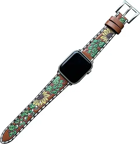 Stylish Handmade Carved Leather Watch Strap Real Hand Tooled Customized Watch Bands Western Cowboy Anniversary Gift for Him