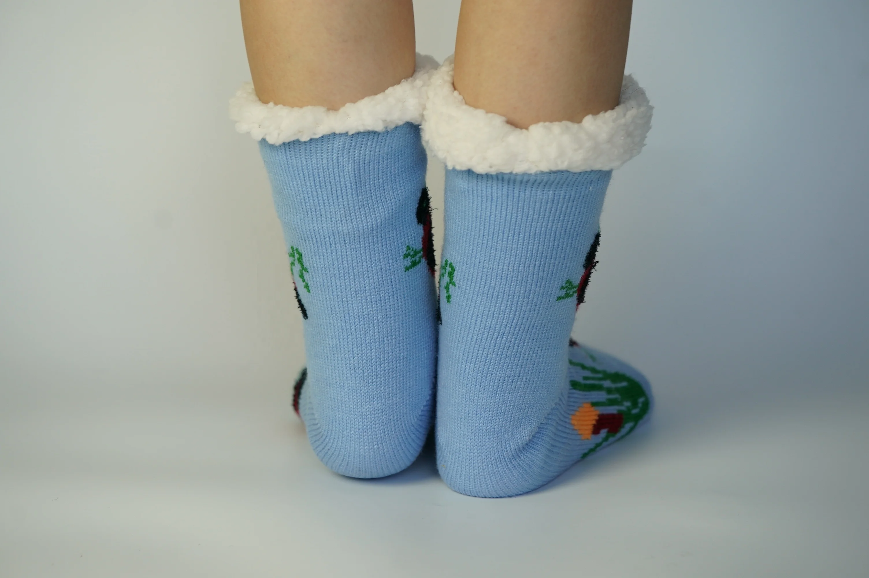 Customized Soft Cozy Winter Fleece With Grippers Women Slipper Socks Floor Sock