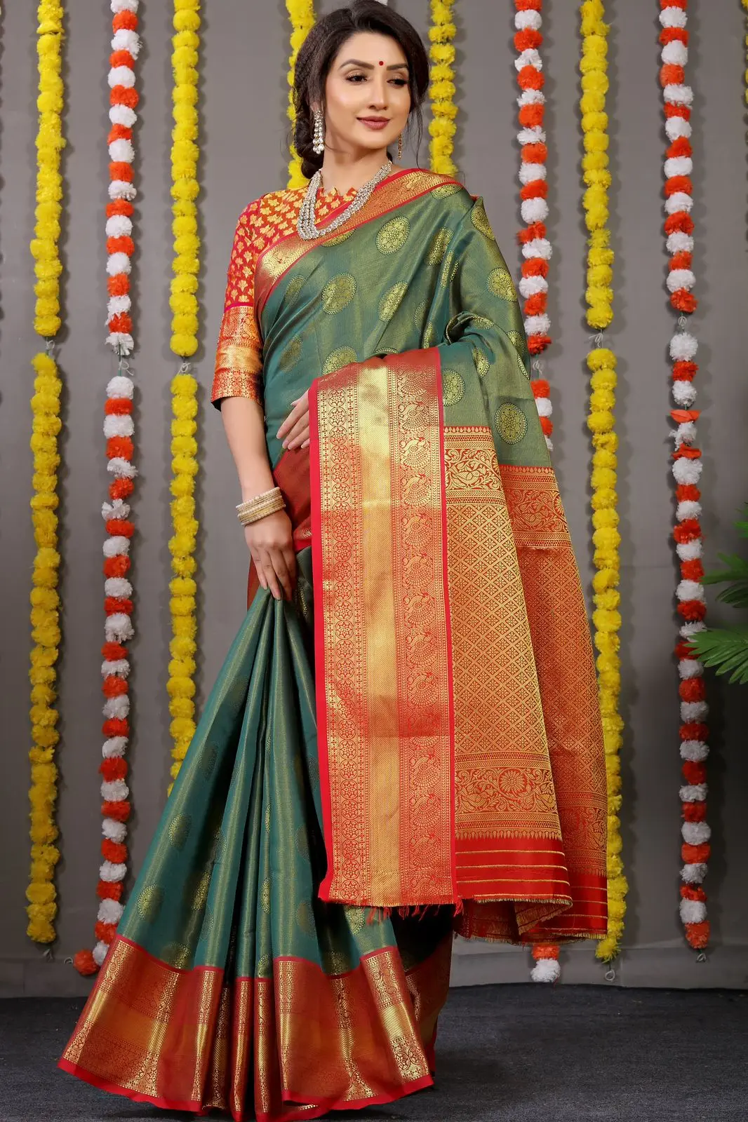Indian Pakistani Wedding Wear Sarees South Indian Pure Silk Sarees Kanchipuram Handloom Weaving Silk Saree