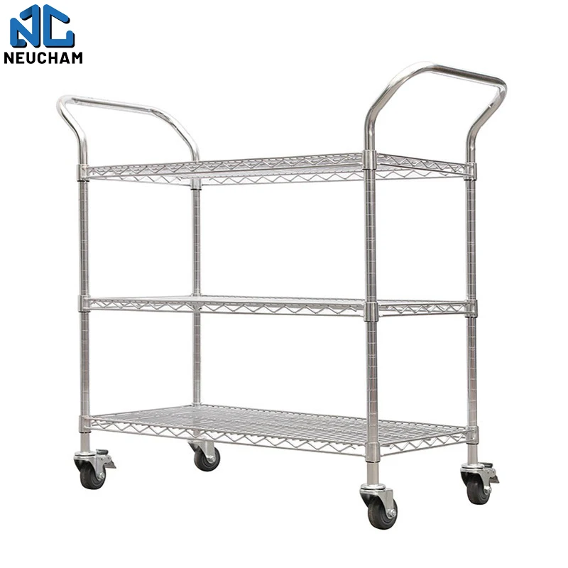 Anti-static wire network trolley e-commerce picking goods materials turnover cart SMT distribution silent warehouse sorting car