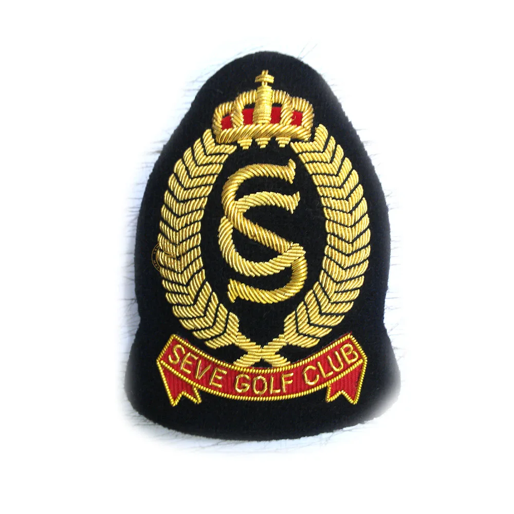 Ceremonial Hand Embroidered Crown Badge UK Bullion Wire Blazer Badges