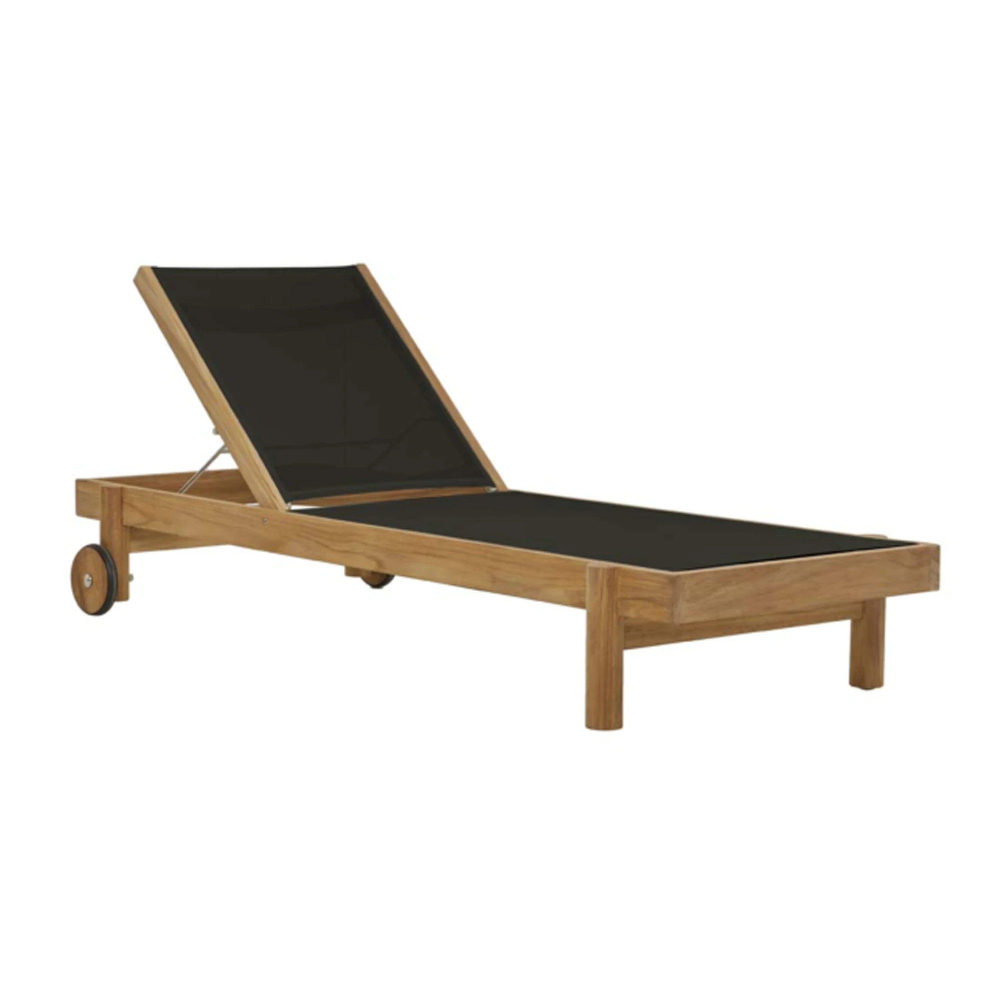 Outdoor Garden Pool Sun Lounger Teak Wood With Batyline Fabric - Aleta