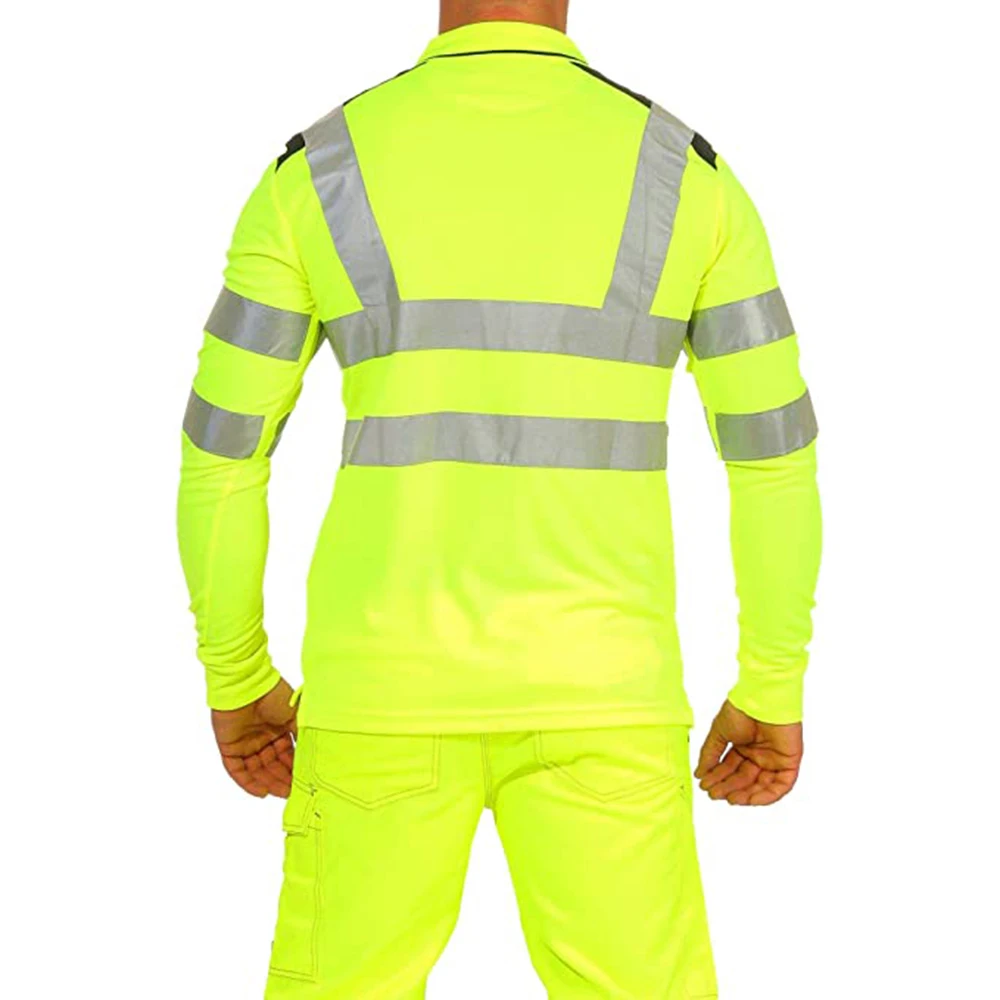 Hi Viz Vis T-shirt Long Sleeve High Visibility Reflective Workwear Outdoor Sports Summer Breathable Work Shirt
