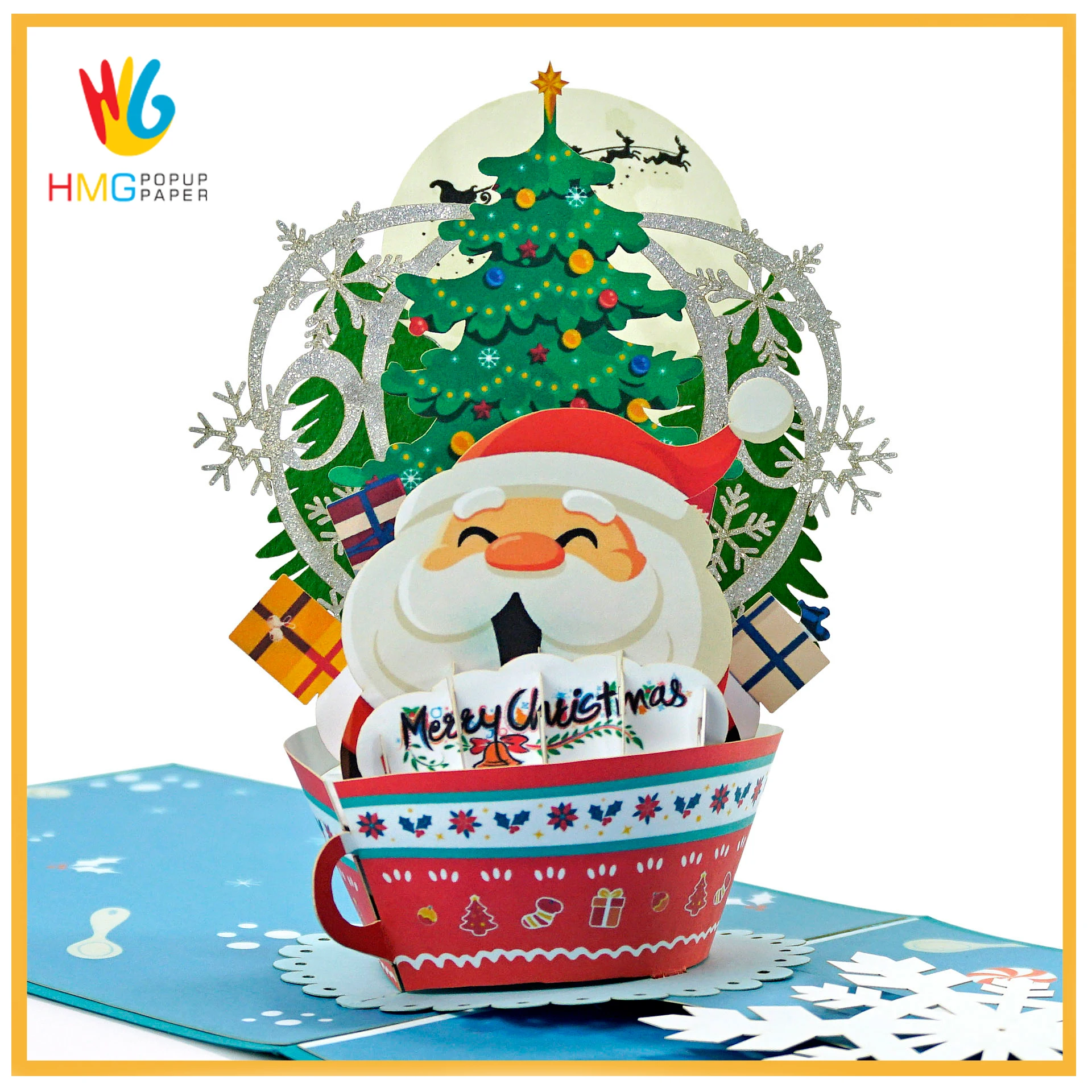 New Model Best Choice Wholesale Bus And Christmas 3D Pop Up Greeting Card Custom Design High Quality and Luxury