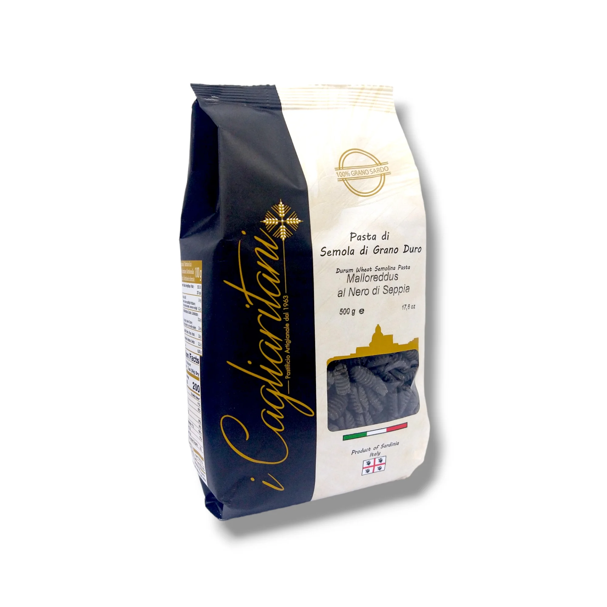 Best Selling Artisan Italian Pasta Malloreddus with Squid Ink 500gx12pcs Ideal with Fish or in Soup bronze drawn
