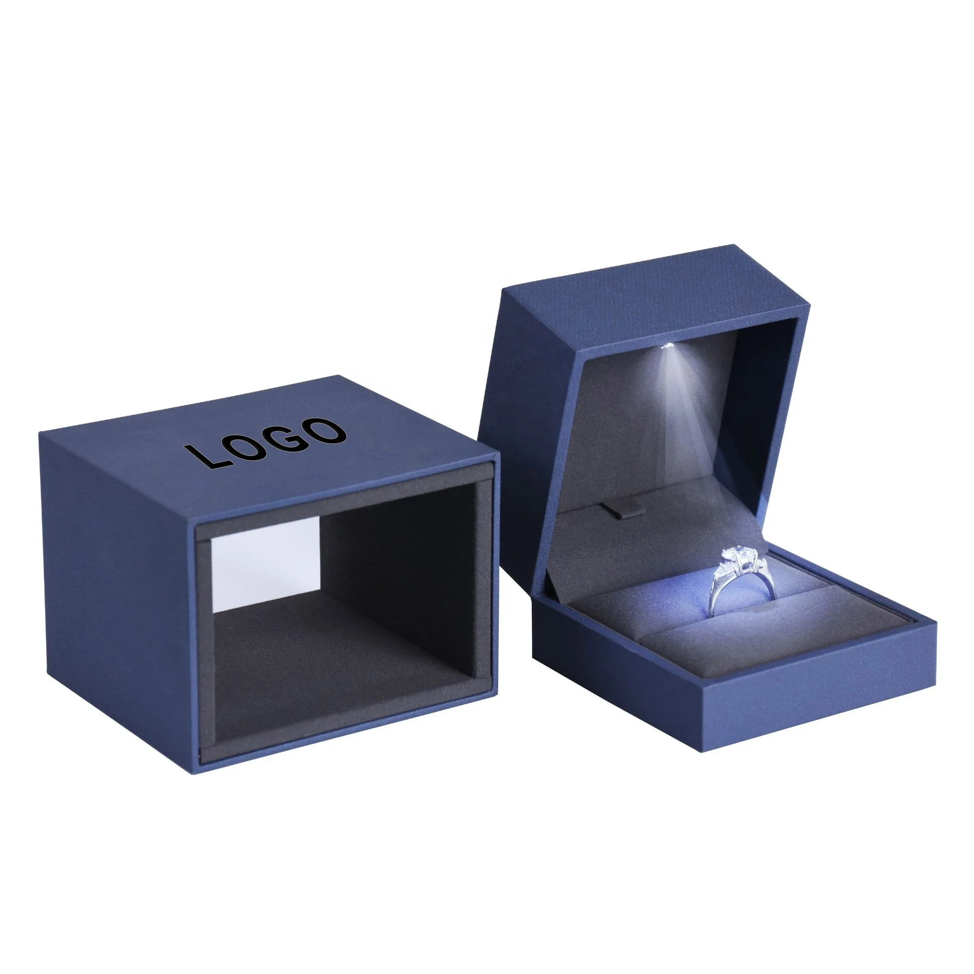 Wholesale Luxury Led Velvet Jewelry Box Custom Logo Packaging Ring Earring Necklace Bracelet pendant Jewellery Box