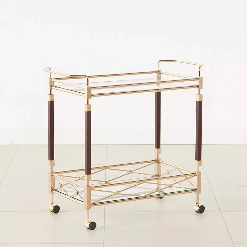 Luxurious Stylish SS 2 Tier Service trolley for Home Hotel Office Use at Wholesale price from India Handmade SS trolley For Hote