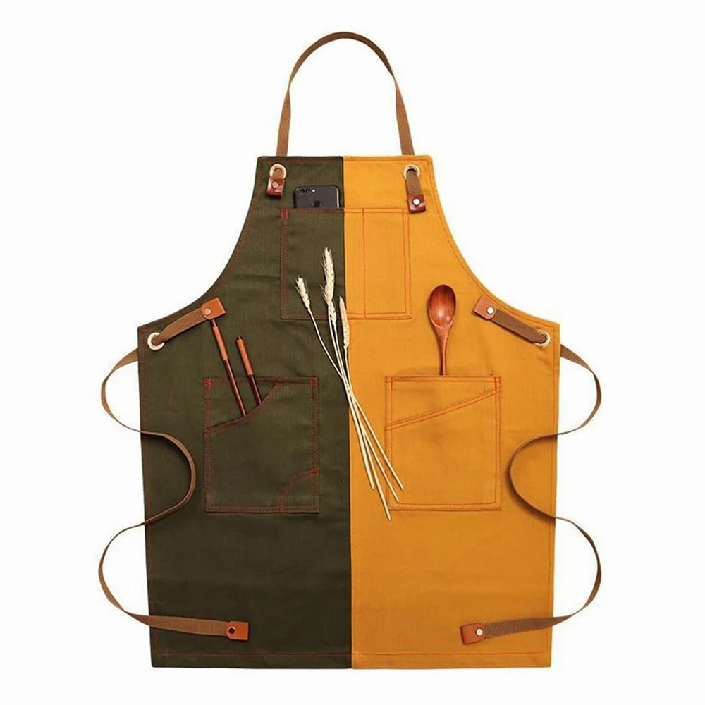 Barber apron high quality leather personalized with your logo perfect barber gift in Black Gray Red Green Yellow variation
