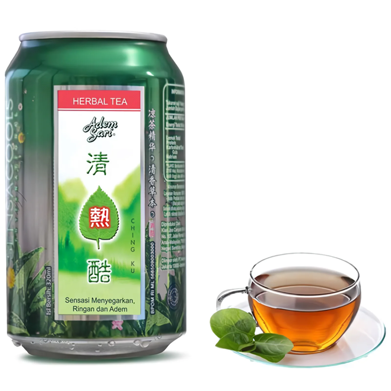 Adem Sari  Ching Ku Can 320ml Herbal Tea Variant Sparkling Soda Tea Taste Chrysanthemum Extract Can Packaging Carbonated Drinks