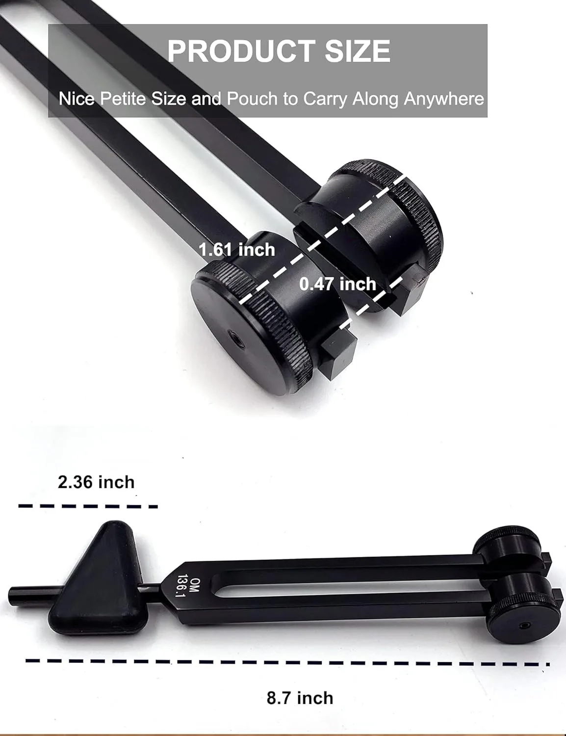 OM 136.1 hz Tuning Fork Black Coated with Silicon Hammer Available in Stainless Steel Aluminam and Silver Material