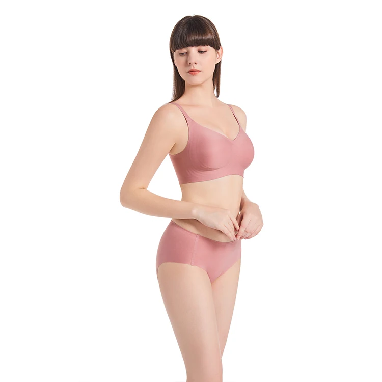 Sexy Basic Thin Breathable Comfort ABC Cup Pink Women UnderWear High Stretch Sports Gym Yoga Seamless Bra