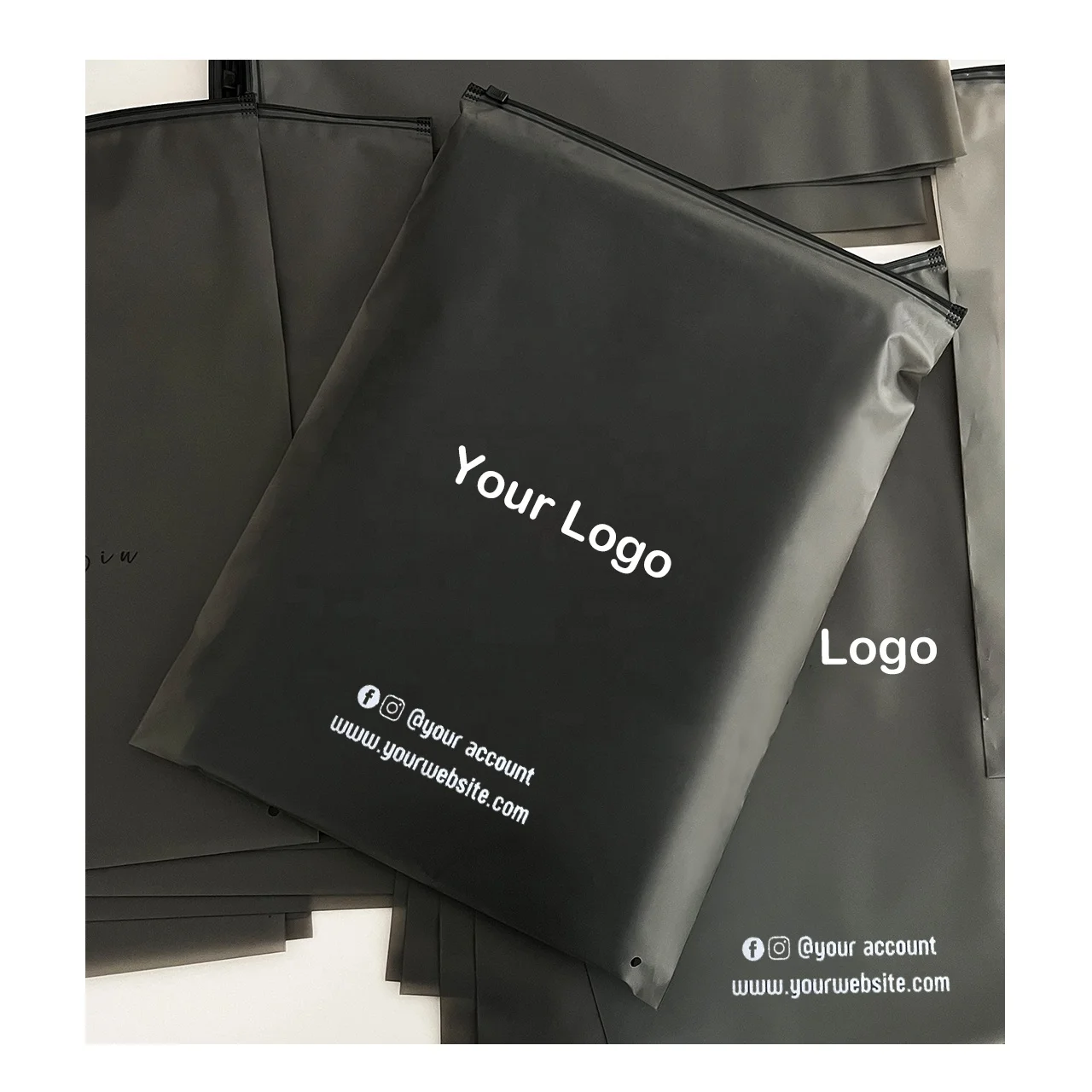 Custom Printed Logo Frosted Biodegradable Packaging Transparent Ziplock Reclosable Plastic Zipper Bags Pvc For Clothes Packaging