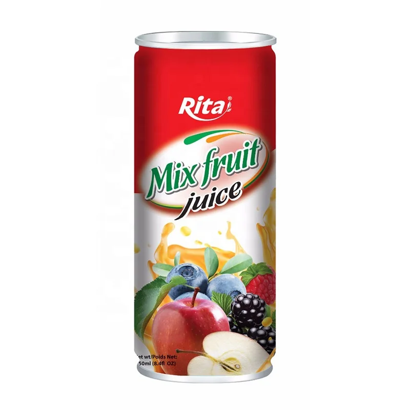 Wholesale High Quality Mix Fruit Juice 250ml Canned Manufacturer In Vietnam Best Flavor Best Fruit Juice