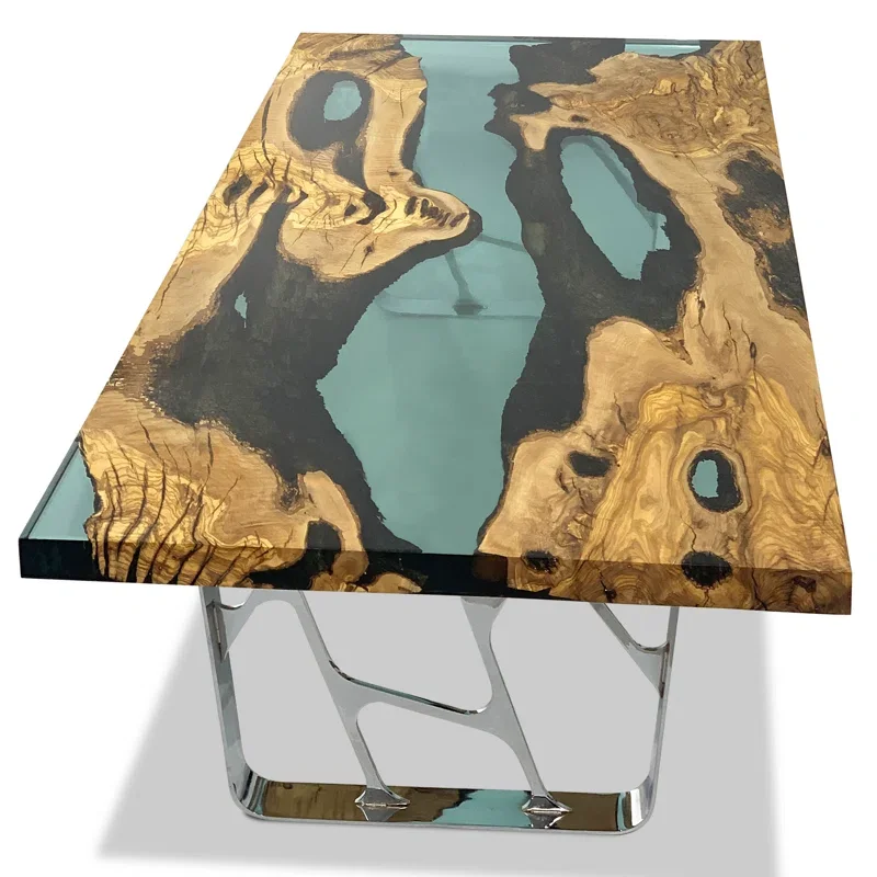 Wooden Coffee Table In Metal Stand In Customized Design And Color Made For Living Room And Hotel Usage