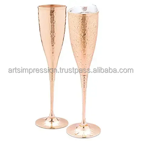 Indian Fancy Wine Copper Glass Drinking Glass Metal Pure Copper Glass Tumbler Hammered Design Drink Ware 300 ml Set Of 2