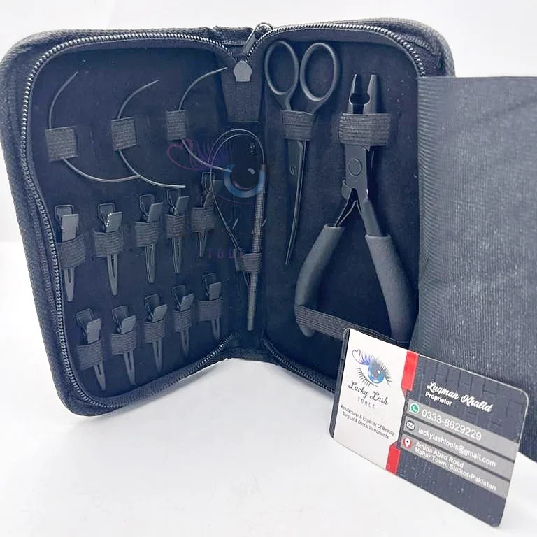 BM-Black Matte Wholesale Hot Selling Surgical Grade Stainless Steel Hair Extension Pliers Tools Kit/Hair Extensions tools