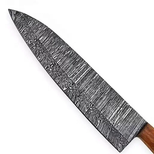 Handmade Damascus Steel Professional Chef Knife Set Custom Twisted Pattern with Resin Handle and Leather Sheath for Chopping