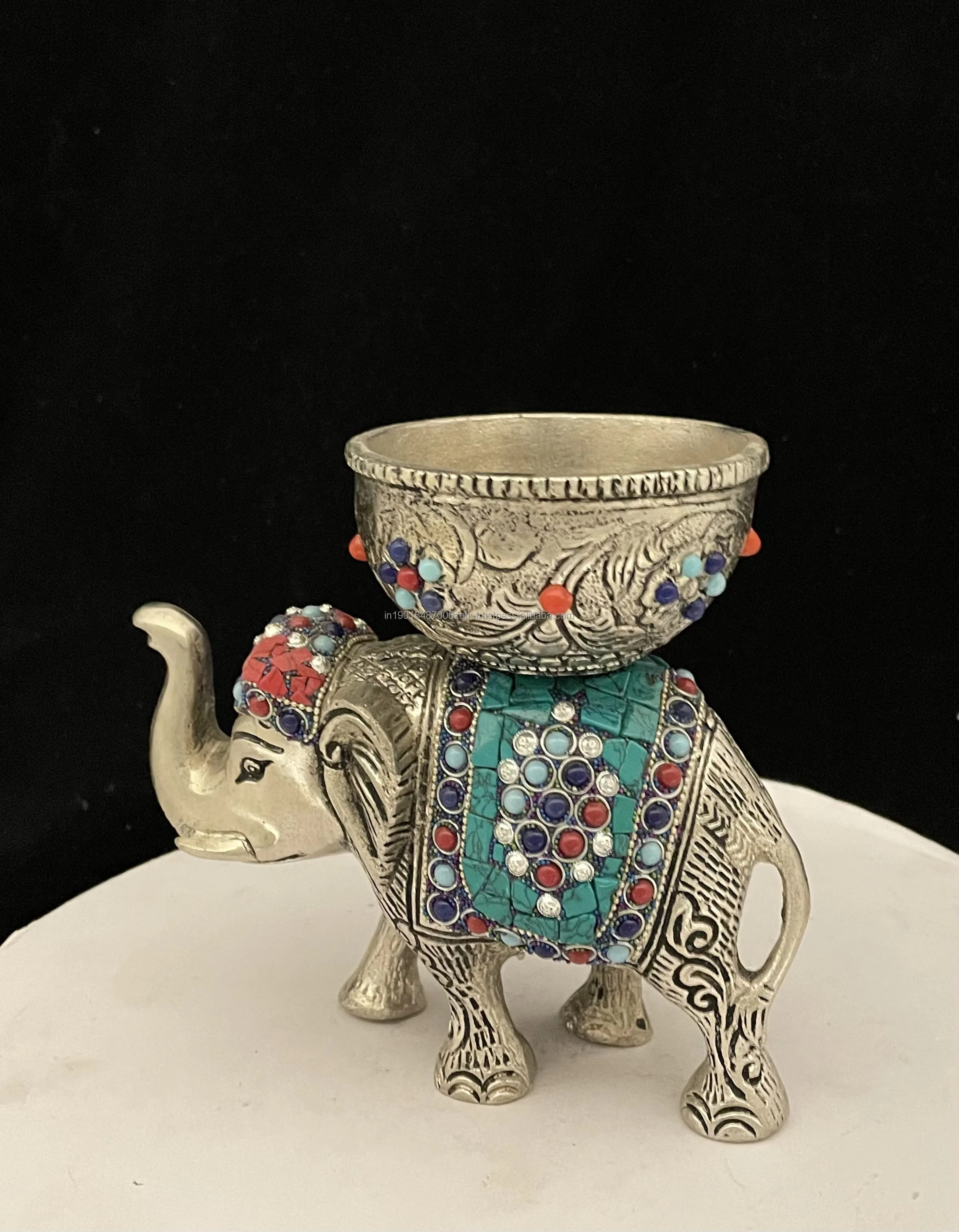 Best Gift Handcrafted Decorative Silver Plated Elephant Bowl Good Luck Charm Elephant Pooja Mandir elephant Antique Showpiece