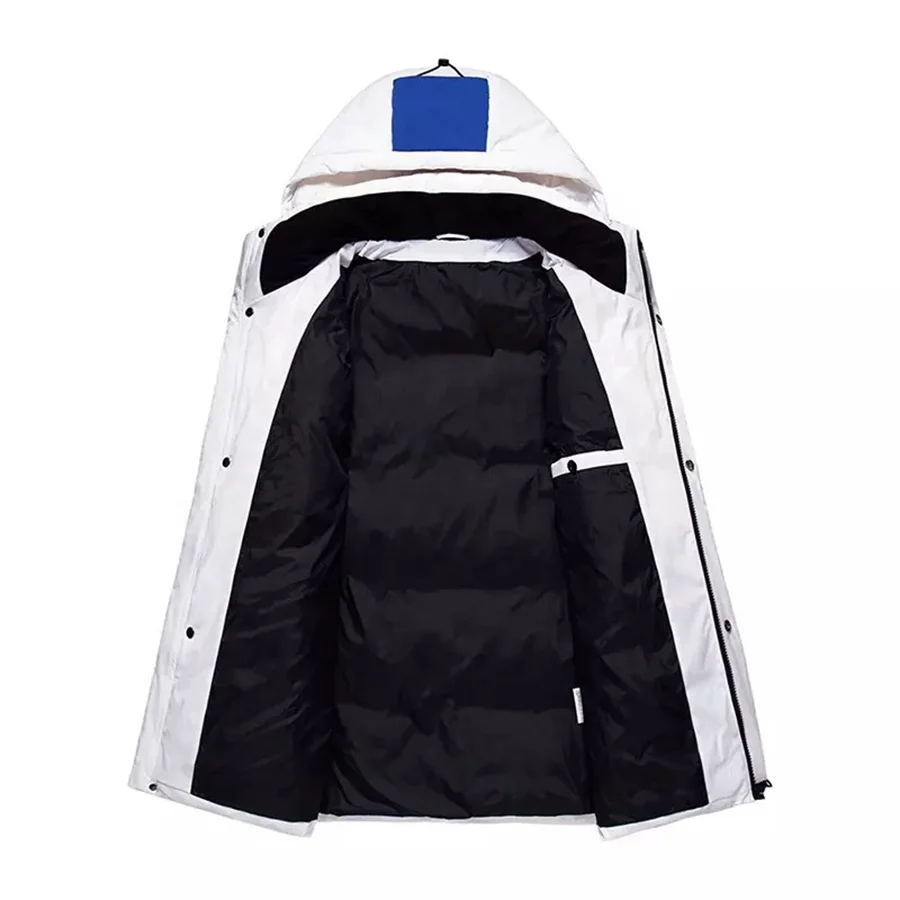 Custom OEM Zip Stand Collar Patch Faux Leather Padded Cropped Bubble Down Puffer Jacket for Men