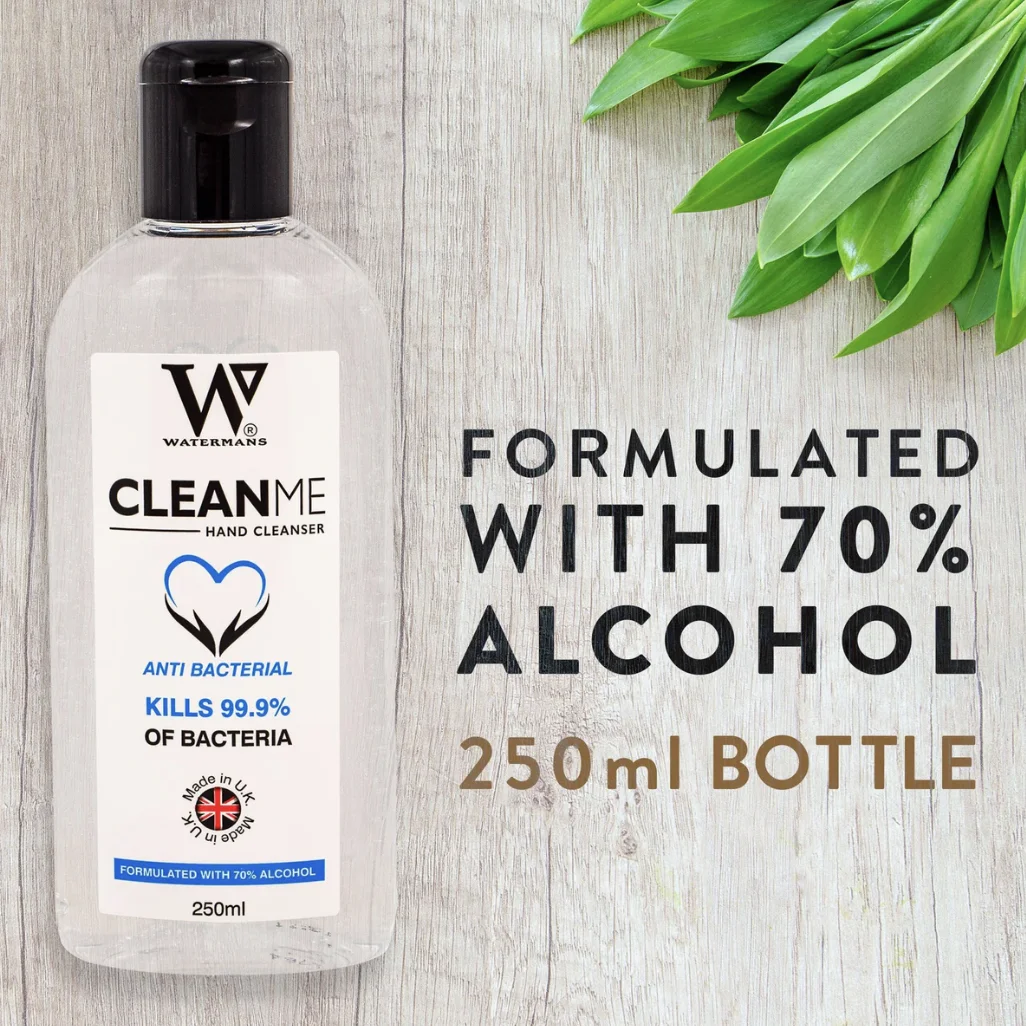 Watermans  Hand Sanitizers 70% Cleanme Alcohol Antibacterial Hand Cleanser 250ml Hand Gel