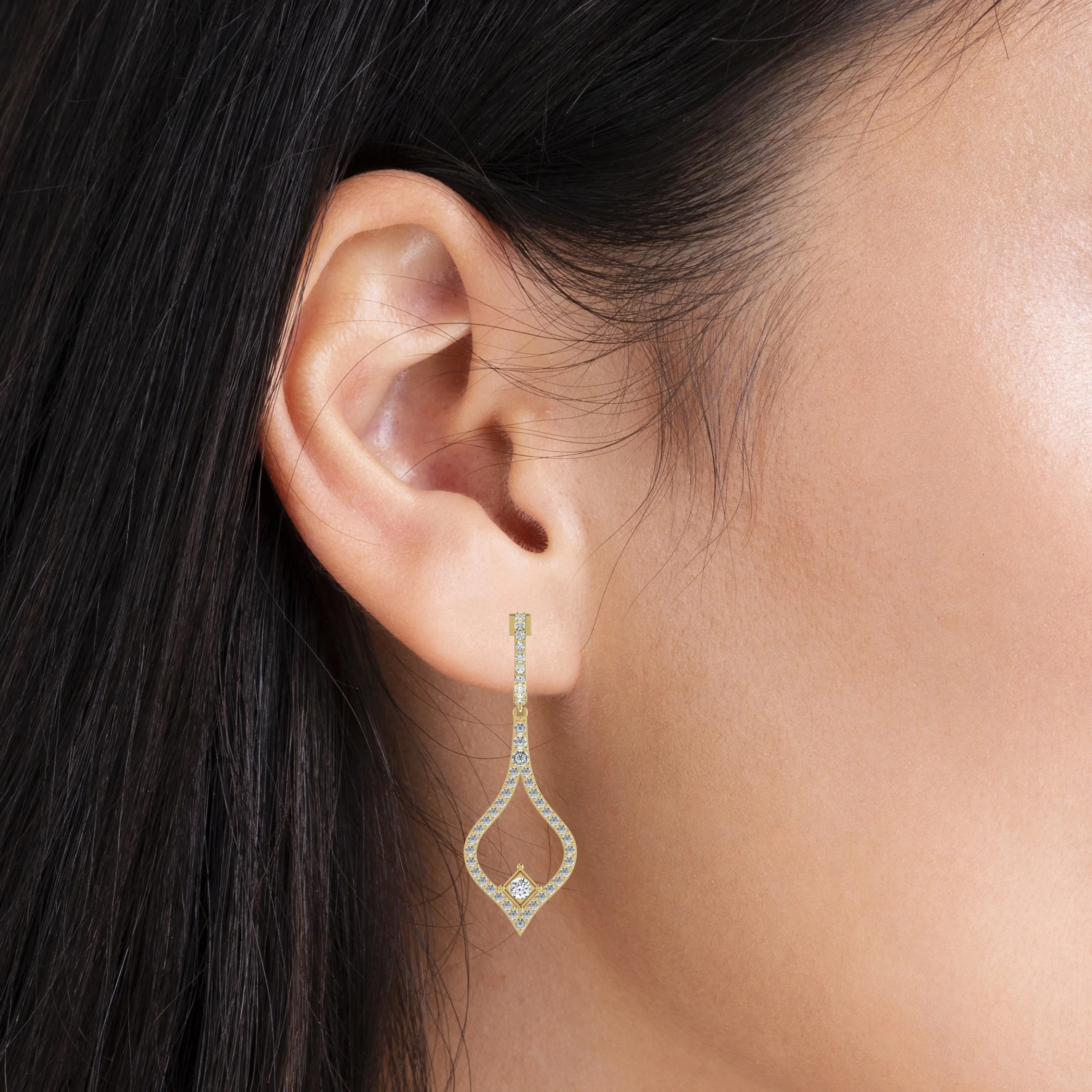 Delightful 14kt Solid Yellow Gold Fine Jewelry Long Dangle Drop Earrings with Natural Diamond Pearl Engagement Gift for Women