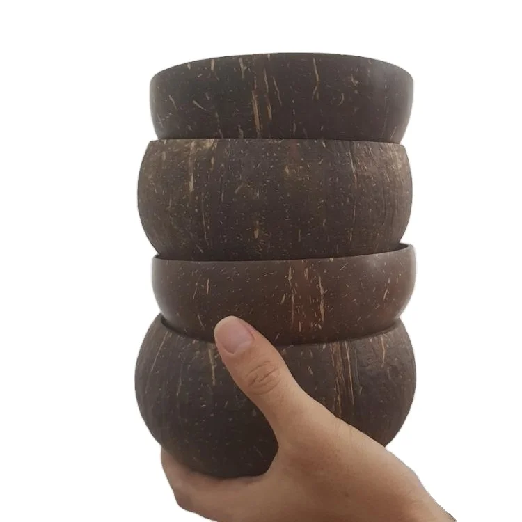 best selling wholesale set of 4 coconut shell bowls with good price handmade from Viet Nam smoothie bowls