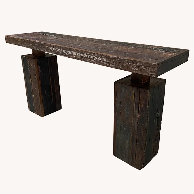 Industrial Vintage Console Table Jodhpur Old Wooden Railway Sleeper Wood Antique Recycled Rustic Style Home Furniture Exporters