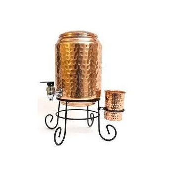 Классический дизайн медный металлический водяной охладитель и стеклянный набор с подставкой новый диспенсер ручной работы