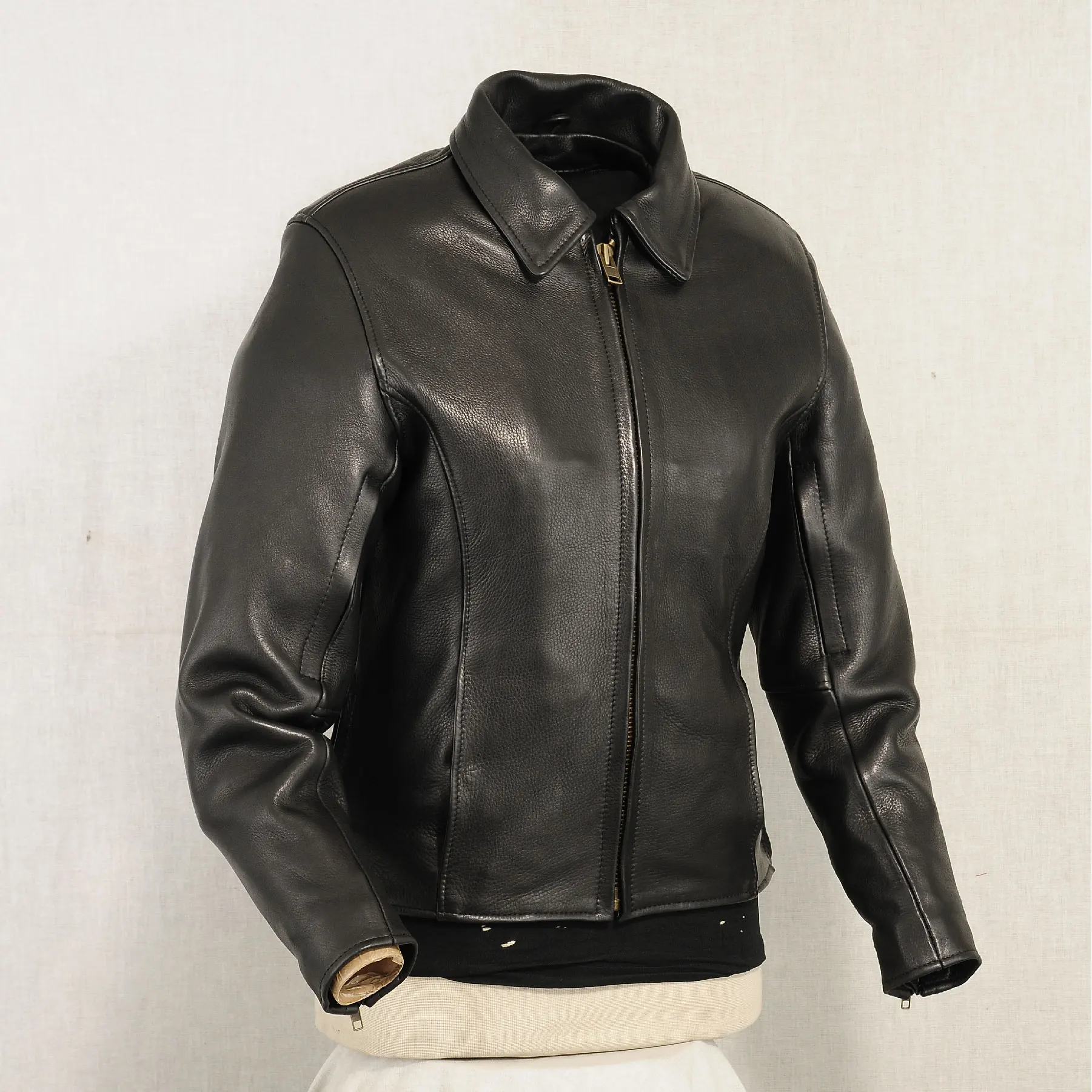 Turtleneck Collar wholesale cheap rate Premium High Quality Black Leather short Jacket full Sleeves unisex