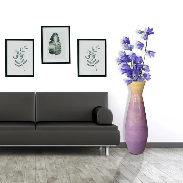 2022 hot trend Vietnam handmade glossy coiled bamboo lacquer vase extra large size