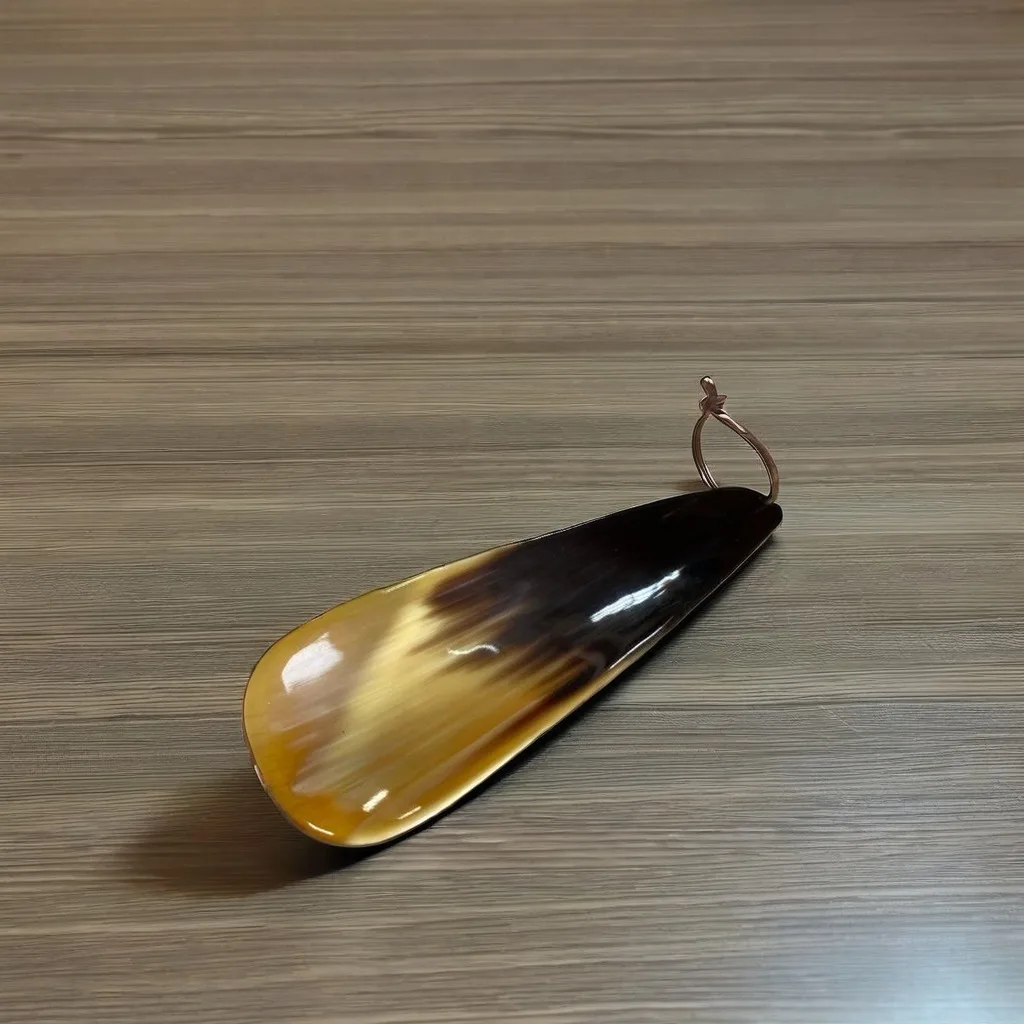 Shoe horn small handle polished Real water buffalo shoe Horn Short and with logo handle for sale By Bule Moon Exports