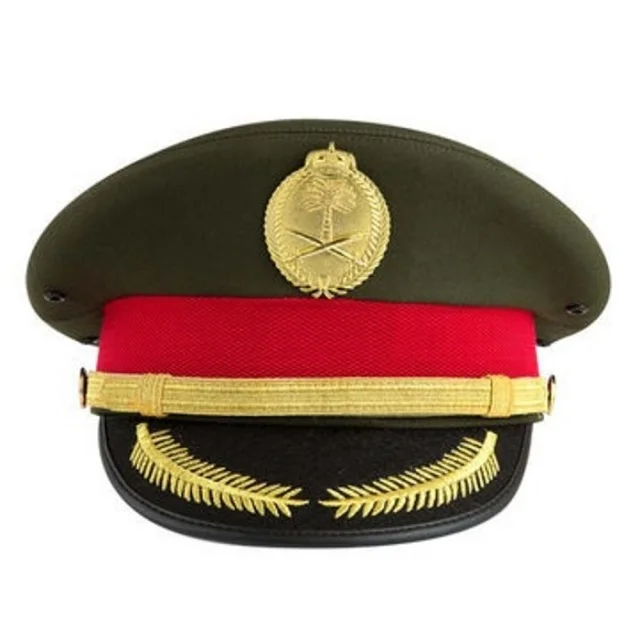 Custom Officer Peak Cap Head Wear Wholesale Officer Peaked Hat With Bullion Badge Bullion Visor & Headbands