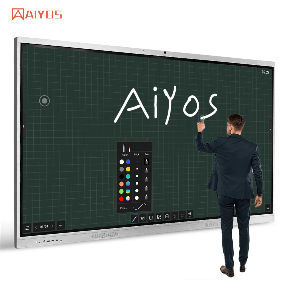 55 65 75 85 98 inch All in One Dual System Interactive Touch Screen Monitor Electronic Interactive Whiteboard