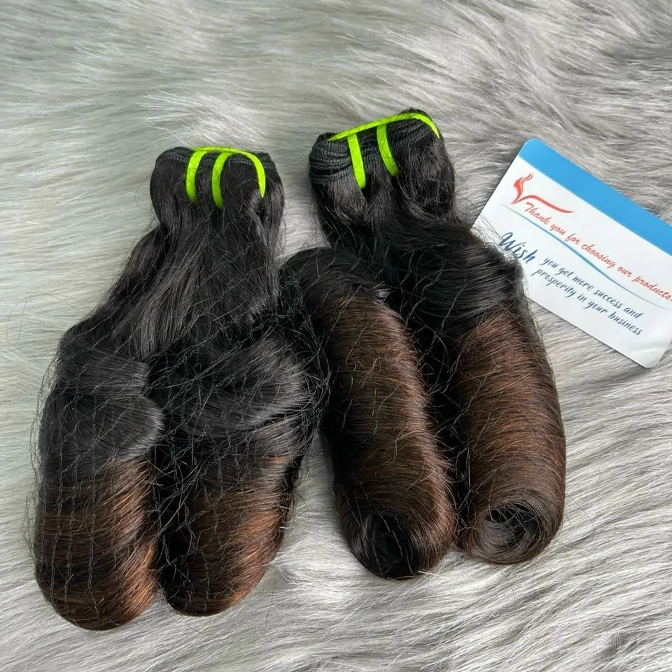 Best Quality Ombre Color Bouncy Curly Weft Hair Bundle Deal 100% Vietnam Human Raw Virgin Hair wholesale Raw Hair No reviews yet
