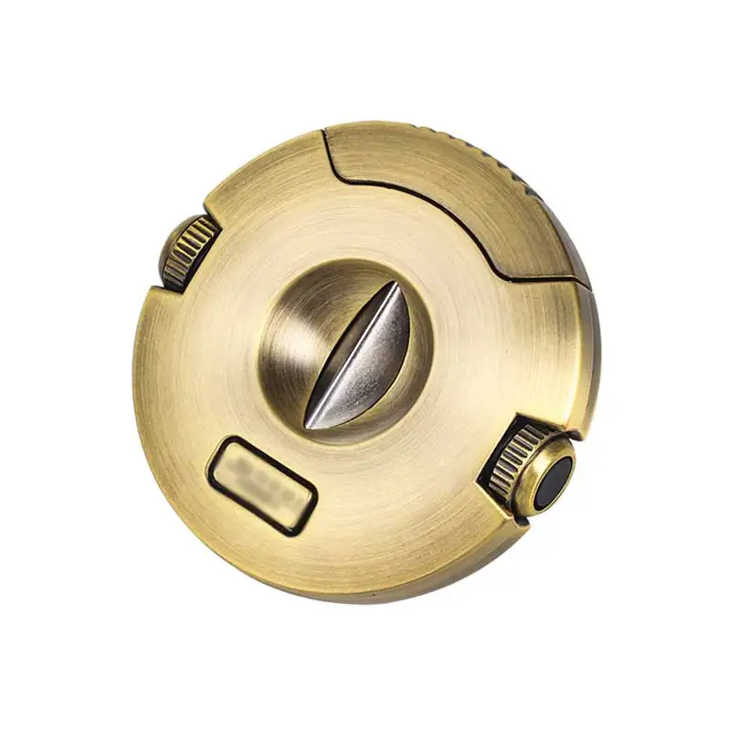 Personalized Logo Table Top Fancy Round Gold Metal Luxury Custom V Cigar Cutters