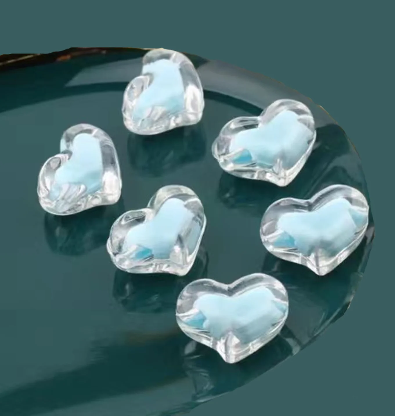 20MM  215pcs  transparency  Acrylic heart Beads hole frog spawn  Chunky Loose Spacer Beads Inner Colored Round Beads Jewelry Mak