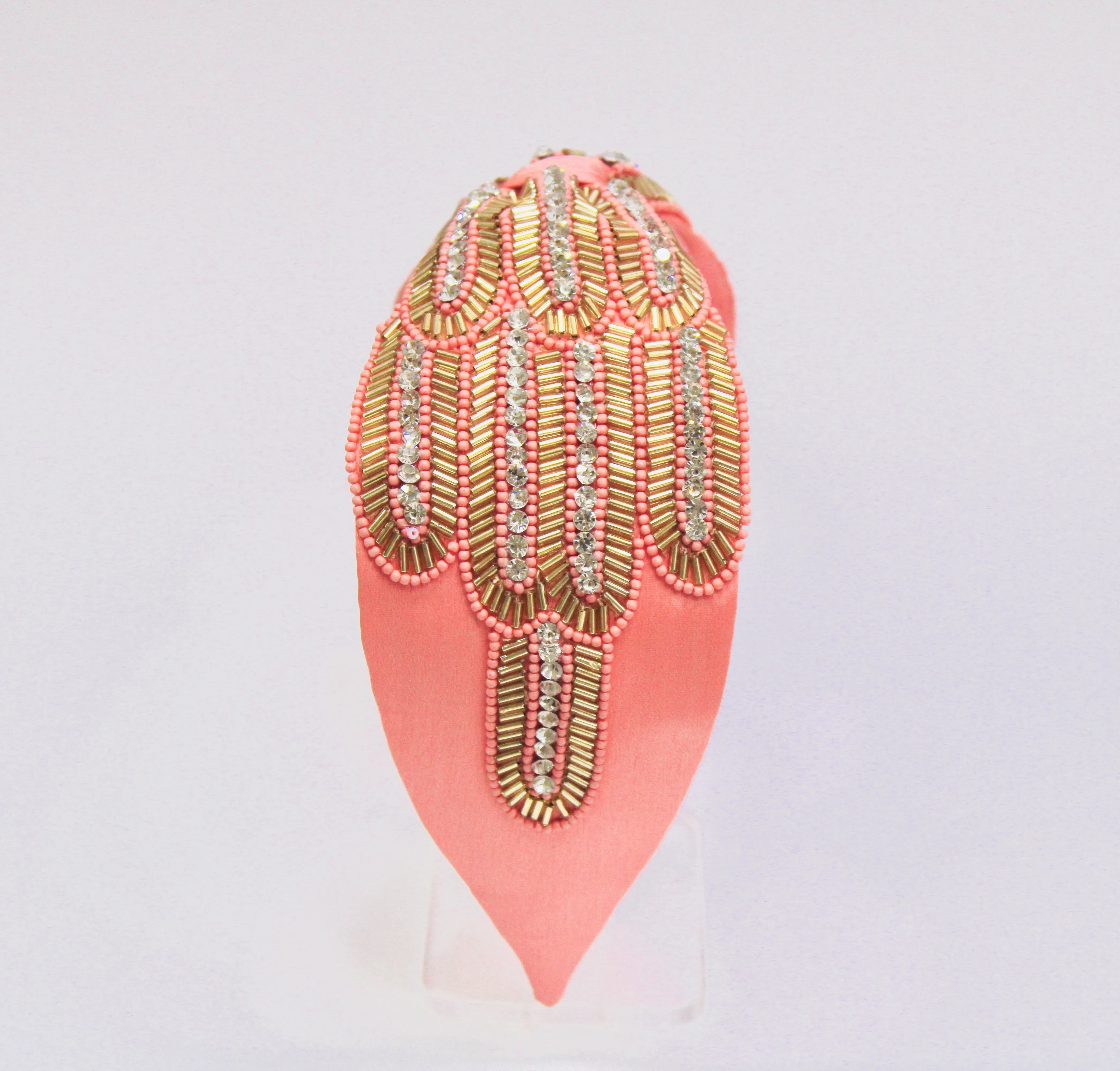 Trendy Hand Embroidered beaded Black Turban Style Indian Handwork Seed Beaded Knotted Party Headpieces for Women