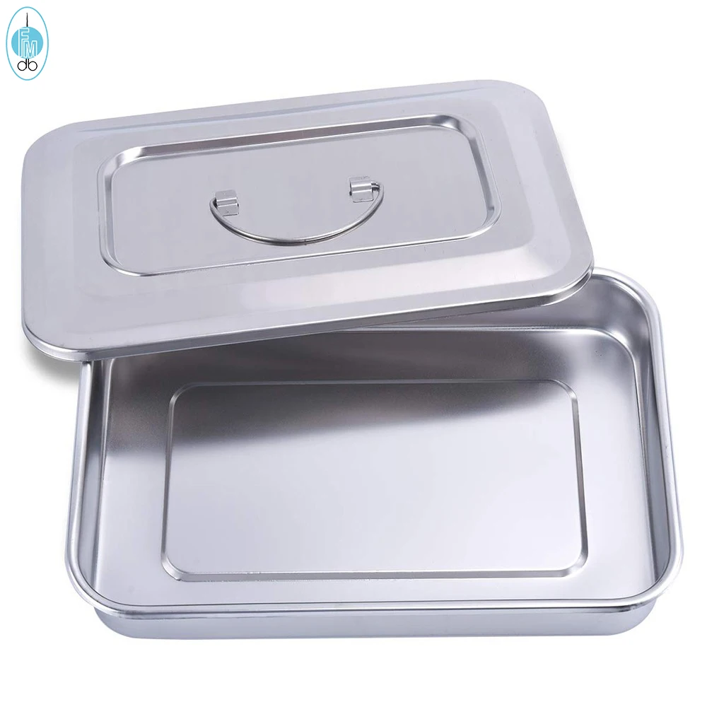 Dental Instruments Tray Organizer Surgical Medical Treatment Trays Boxes with Lid and Handle Grip