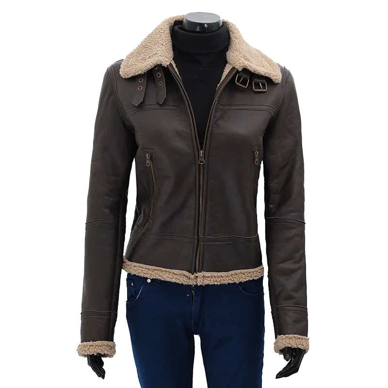 Genuine faux finished type b3 real bomber jacket sheepskin leather jacket motorcycle genuine b3 leather jacket