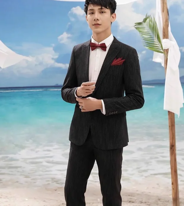 Male Blazers Jacket Pants Vest Trousers Dress Waistcoat Formal Business Wedding 3 Pieces Men Suit Set (Blazer+Vest+Pants)