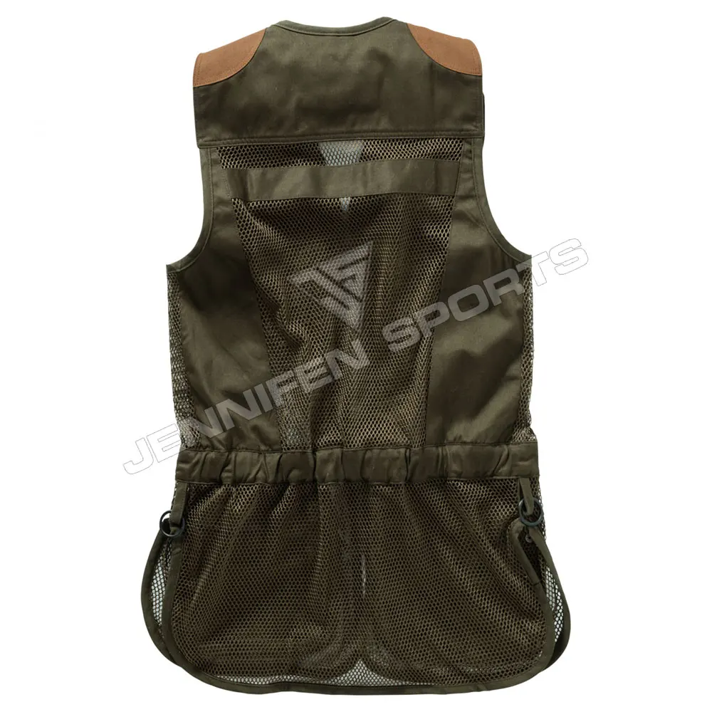 Hunting Vest Men Shell Material Cotton Canvas/Mesh Fabric Zipper Closing Front Pockets Inside Woven Label