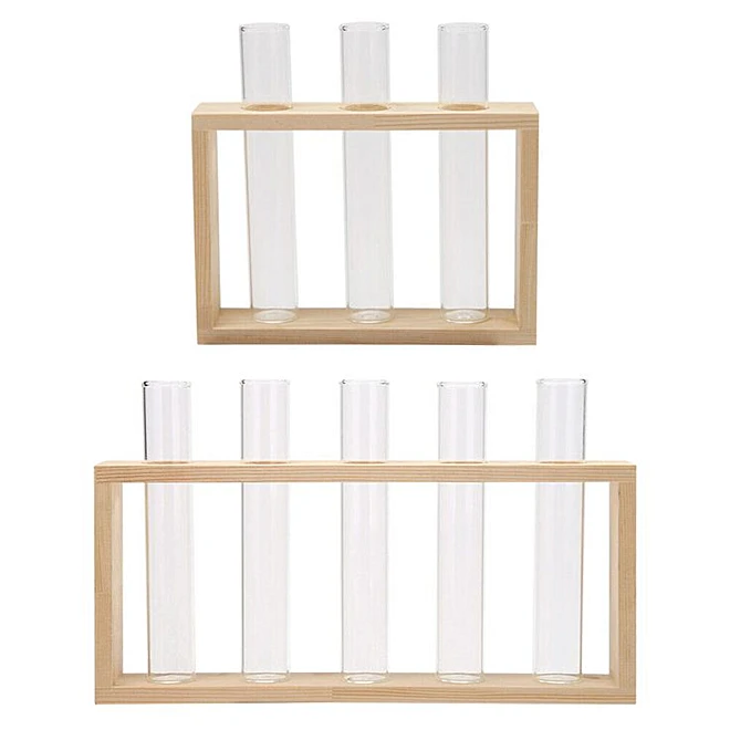 Desktop Hydroponic Plants Planter Propagation Station Wooden Terrarium Vase Stand Plant Cuttings Holder Hanging Glass Bulbs Pot