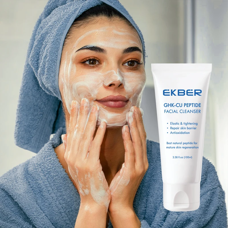 Customize Logo Blue Copper Peptide Facial Cleanser Deep Cleansing Gentle Ghk-Cu Face Wash