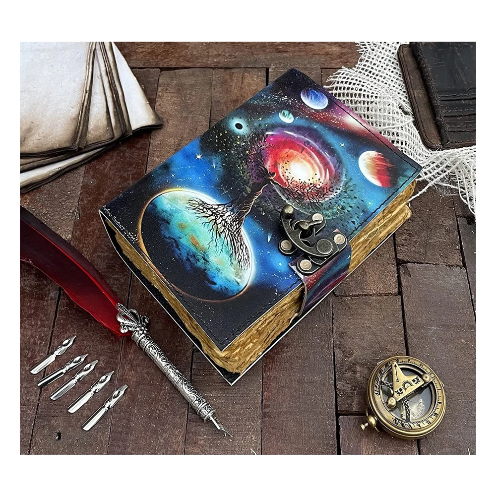 Hot Selling Wholesale Custom Printed Journal Hard Cover Handmade Personalized Withcraft Notebook Vintage Dairy